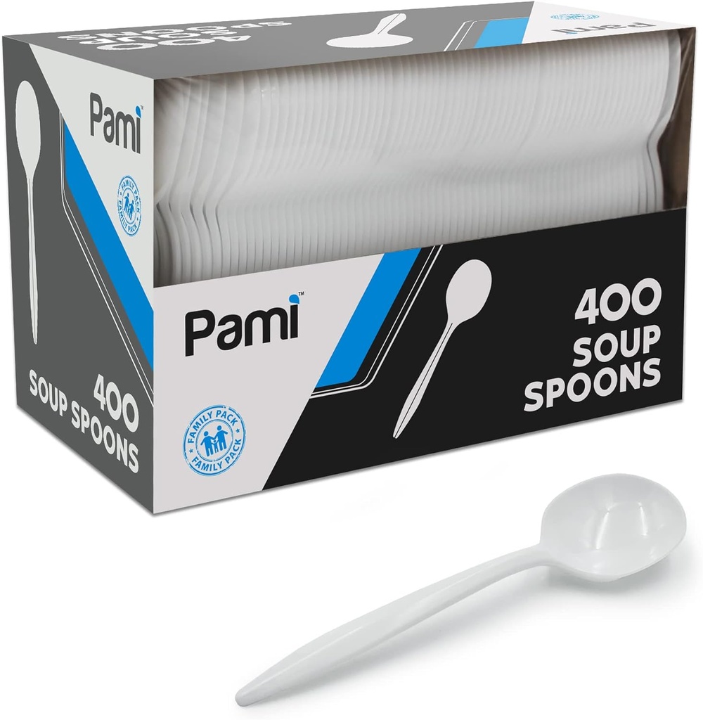 Pami Plastic Soup Spoons Disposable Silverware Plastic Cutlery